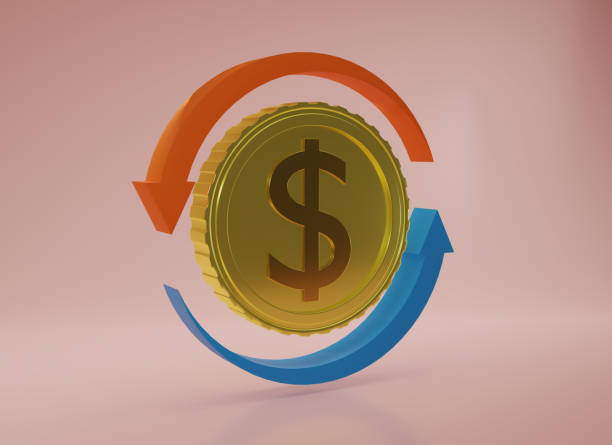 3D render cash back icon with gold coin isolate on soft pink background. Cashback or Refund money service design. Online payment on pink background. Income, savings, investment, 3d rendering. 3D render cash back icon with gold coin isolate on soft pink background. Cashback or Refund money service design. Online payment on pink background. Income, savings, investment, 3d rendering. modes of transferring money stock pictures, royalty-free photos & images