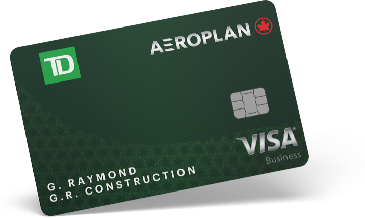 TD<sup>®</sup> Aeroplan<sup>®</sup> Visa* Business Card angled